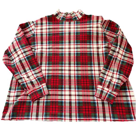 Set of 2 Lands’ End Turtleneck Shirts Red Plaid & Blue Windowpane Size 2X - Picture 8 of 10